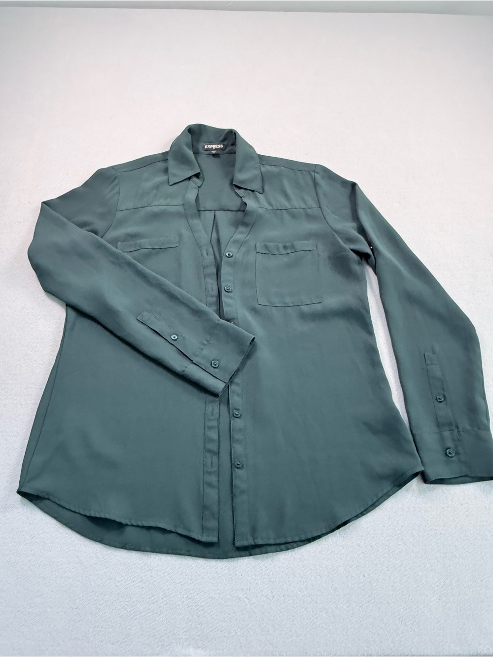 Express Portofino Shirt Women's Small Dark Green Button Up